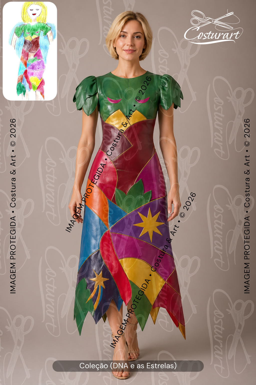 Figurino feminino autoral Costura & Art para produção artística